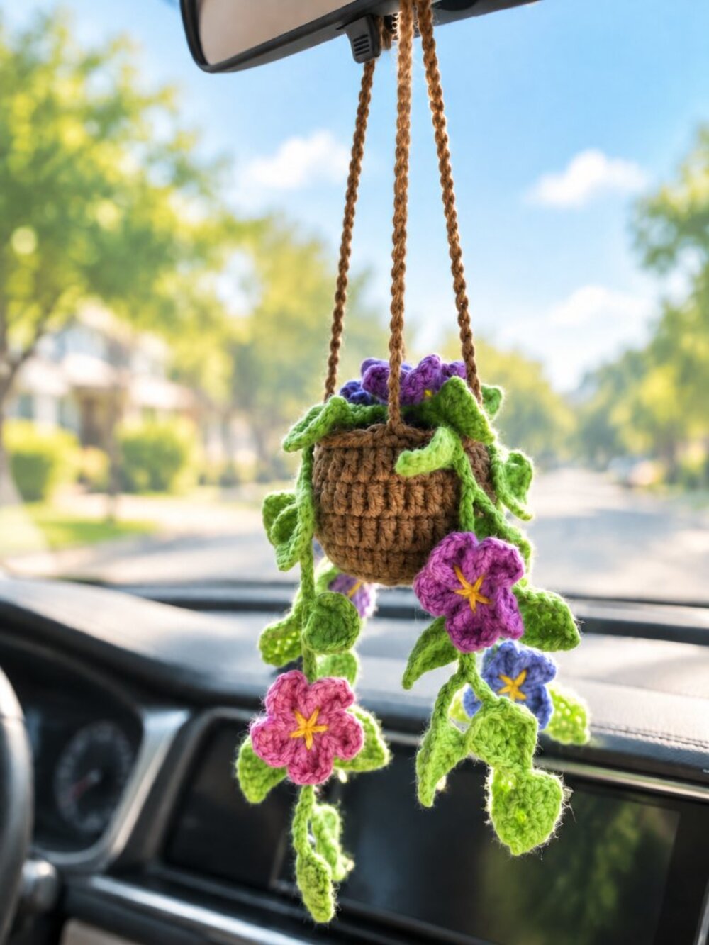 Wildflower Cascade Crochet Hanging Planter | Plant Home Office Car Decoration
